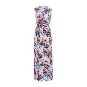 Mary Katrantzou Designer Silk Violet Floral Printed Maxi Dress 6